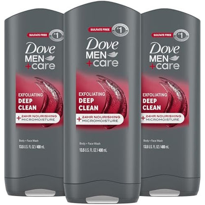 Dove Men+Care Body + Face Wash 3-Pack – Exfoliating Deep Clean with 24HR Nourishing MicroMoisture, Citrus & Cedarwood Scent, 13.5 Oz Each Avelisse