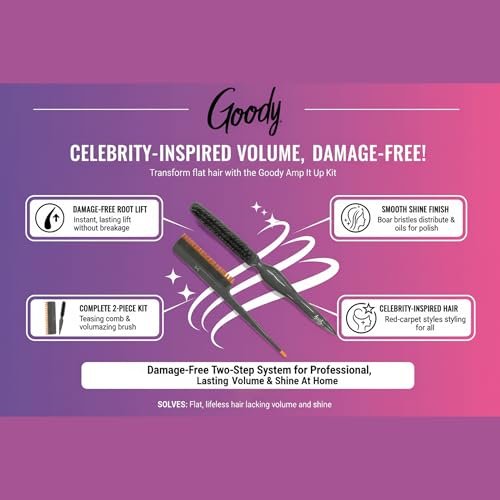 Goody Volume Boost Teasing Brush & Comb Set | Boar Bristle Damage-Free Root Lift & Backcombing Tool for Volumizing & Texture | Works on All Hair Types - görsel 6