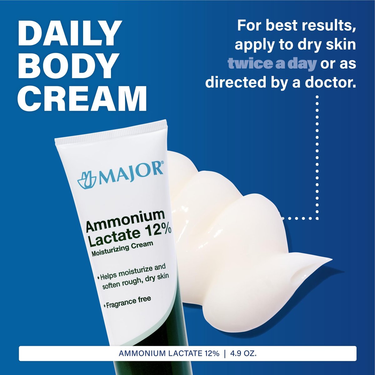 Major Ammonium Lactate 12% Moisturizing Cream – Lactic Acid Cream for Rough, Dry Skin – Fragrance-Free, 4.9 oz (Pack of 2) Avelisse
