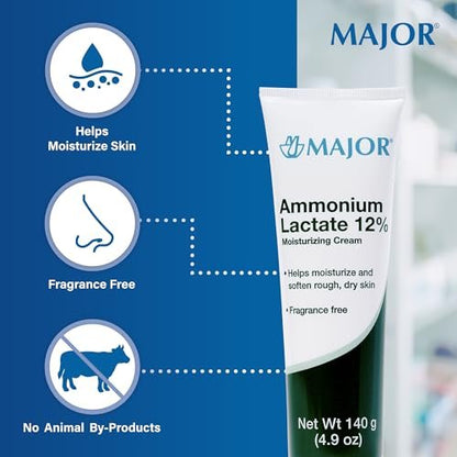 Major Ammonium Lactate 12% Moisturizing Cream – Lactic Acid Cream for Rough, Dry Skin – Fragrance-Free, 4.9 oz (Pack of 2) Avelisse