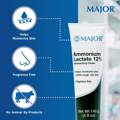 Major Ammonium Lactate 12% Moisturizing Cream – Lactic Acid Cream for Rough, Dry Skin – Fragrance-Free, 4.9 oz (Pack of 2) Avelisse