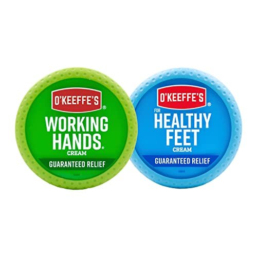O'Keeffe's Working Hands Hand Cream (3.4 oz) & Healthy Feet Foot Cream (3.2 oz) Bundle - Repairing Skincare for Extremely Dry, Cracked Hands and Feet Avelisse