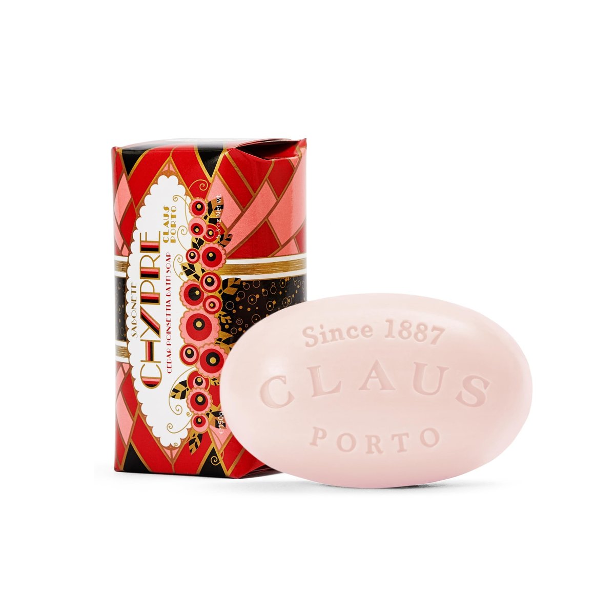 Claus Porto Chypre Cedar Poinsettia Body Soap | Handcrafted Floral Bar Soap for Men and Women | 150g / 5.3 oz Avelisse