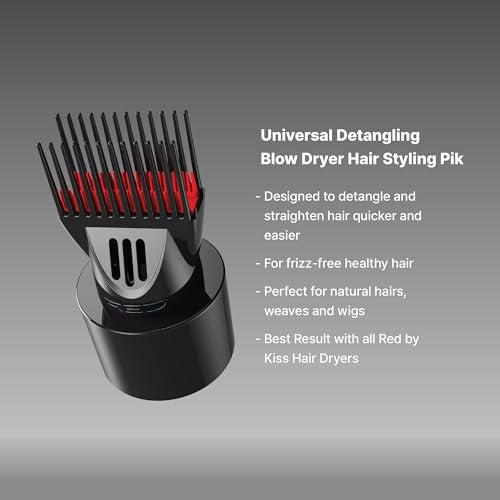 Universal Detangling Blow Dryer Hair Styling Pik – Compatible with All Hair Dryers by Red by Kiss - görsel 3