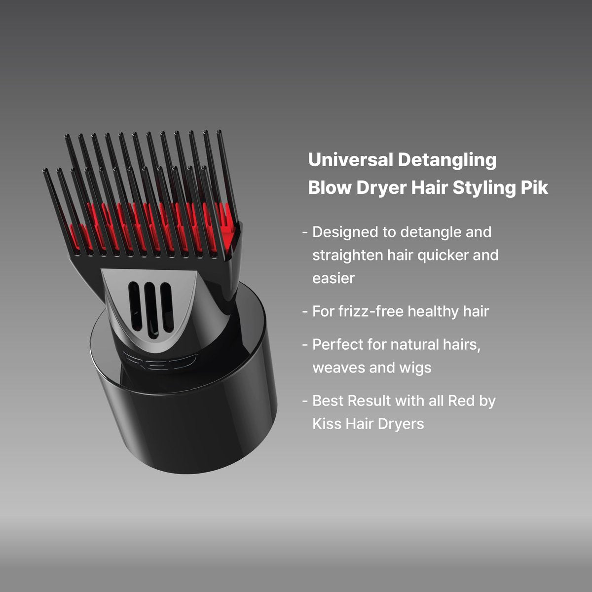 Universal Detangling Blow Dryer Hair Styling Pik – Compatible with All Hair Dryers by Red by Kiss - görsel 4