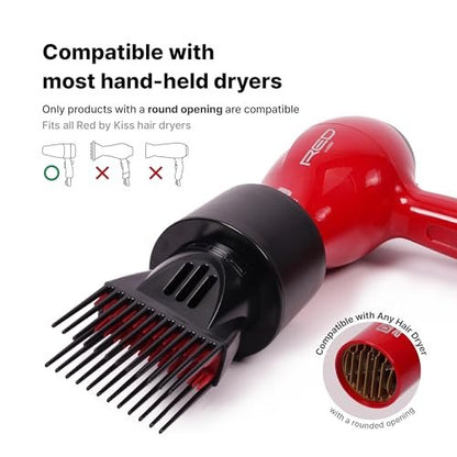 Universal Detangling Blow Dryer Hair Styling Pik – Compatible with All Hair Dryers by Red by Kiss