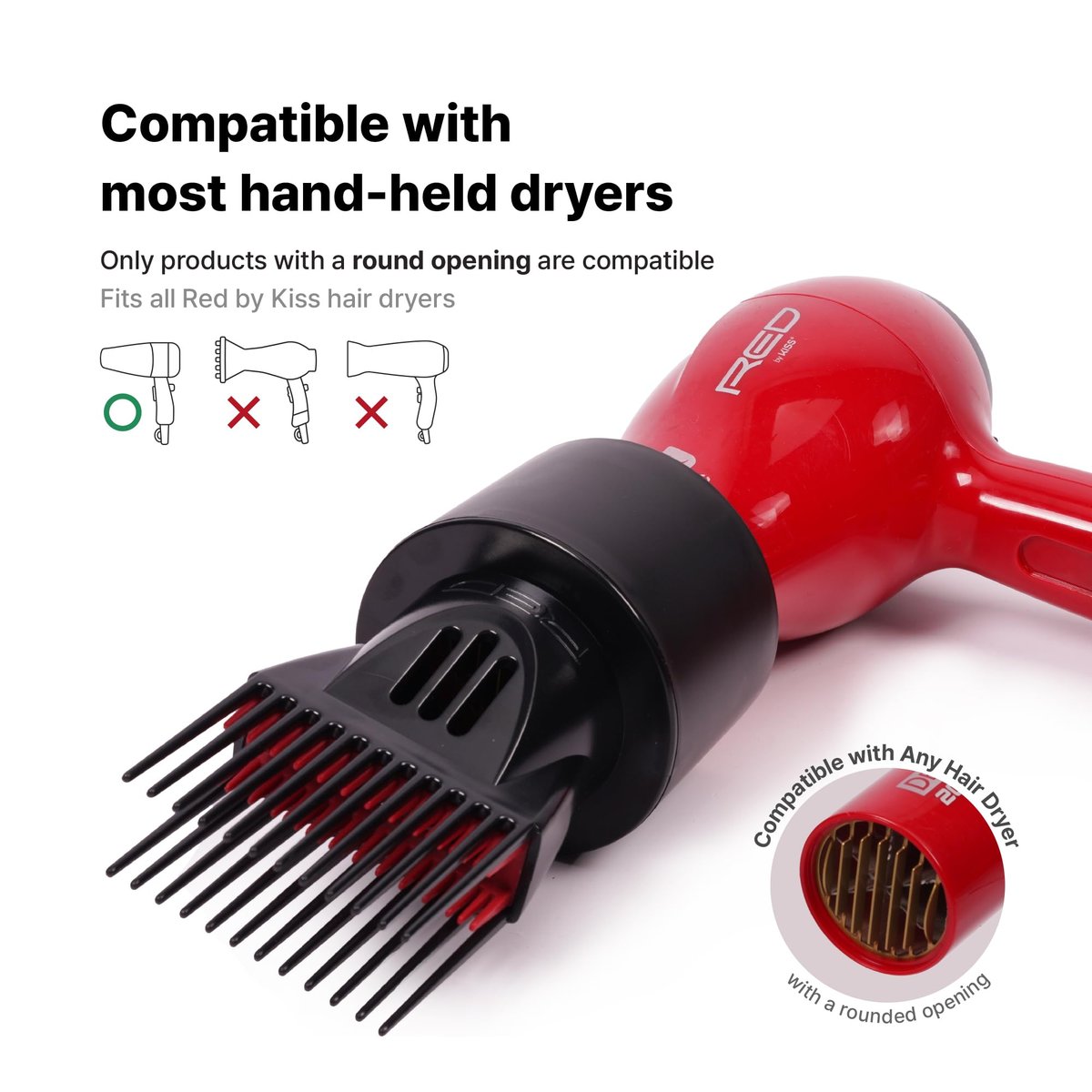 Universal Detangling Blow Dryer Hair Styling Pik – Compatible with All Hair Dryers by Red by Kiss - görsel 8