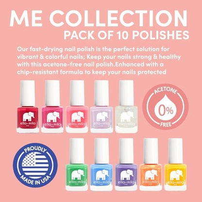 ella+mila Professional Nail Polish Set - 10 Pack Quick Dry, Vegan, Non-Toxic Nail Lacquer (Me Collection) Avelisse