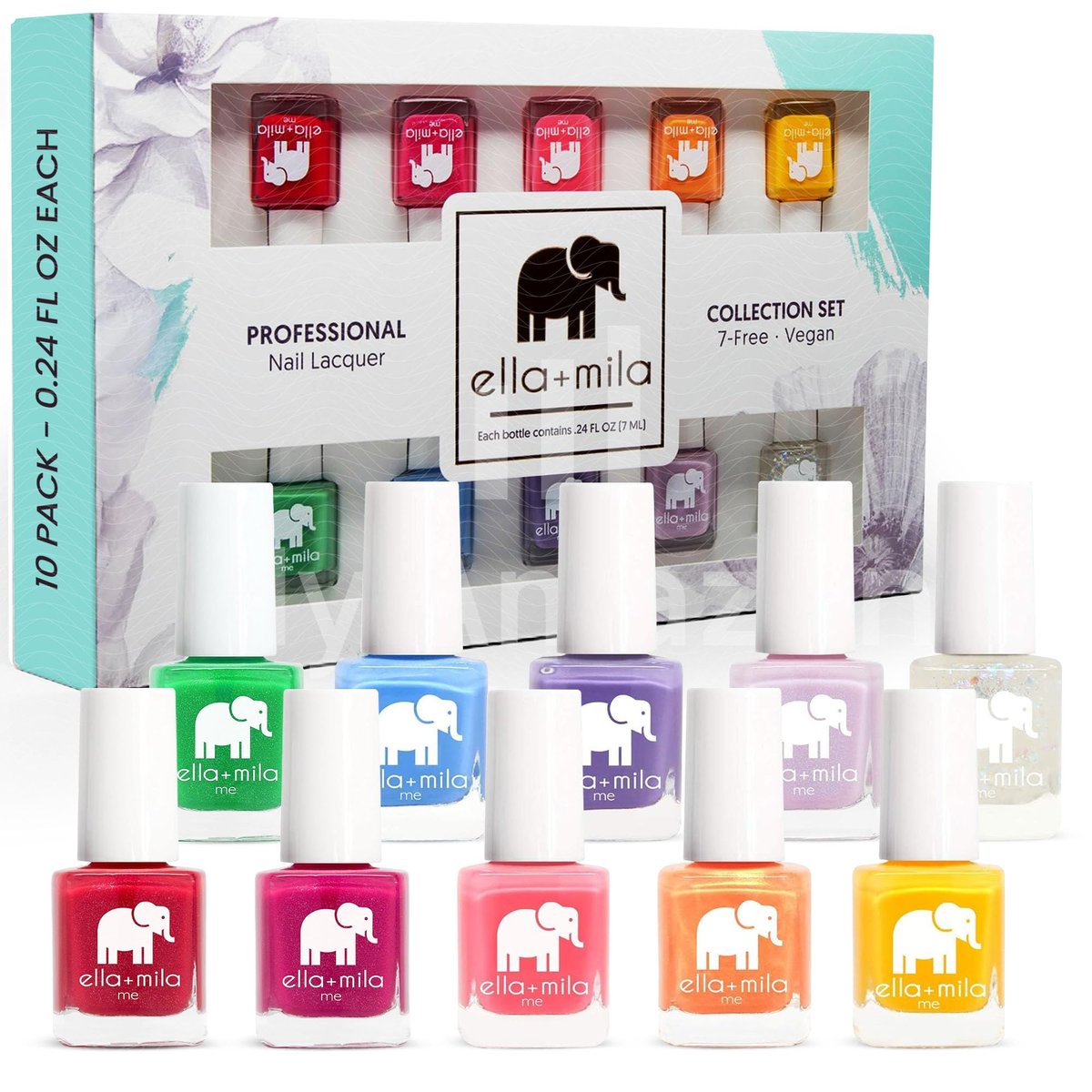 ella+mila Professional Nail Polish Set - 10 Pack Quick Dry, Vegan, Non-Toxic Nail Lacquer (Me Collection) Avelisse