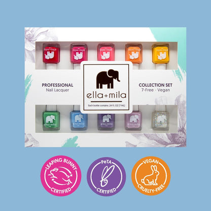 ella+mila Professional Nail Polish Set - 10 Pack Quick Dry, Vegan, Non-Toxic Nail Lacquer (Me Collection) Avelisse
