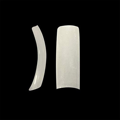 VIVACE Natural Half Moon 550 Acrylic False Gel Nail Tips - 11 Sizes with Clear Plastic Case for Salon & Home Use