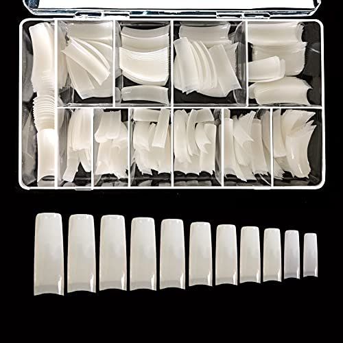 VIVACE Natural Half Moon 550 Acrylic False Gel Nail Tips - 11 Sizes with Clear Plastic Case for Salon & Home Use - görsel 2