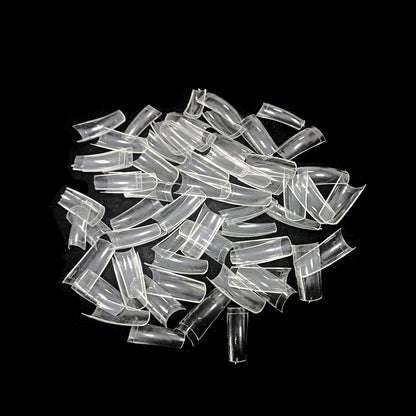 VIVACE Natural Half Moon 550 Acrylic False Gel Nail Tips - 11 Sizes with Clear Plastic Case for Salon & Home Use