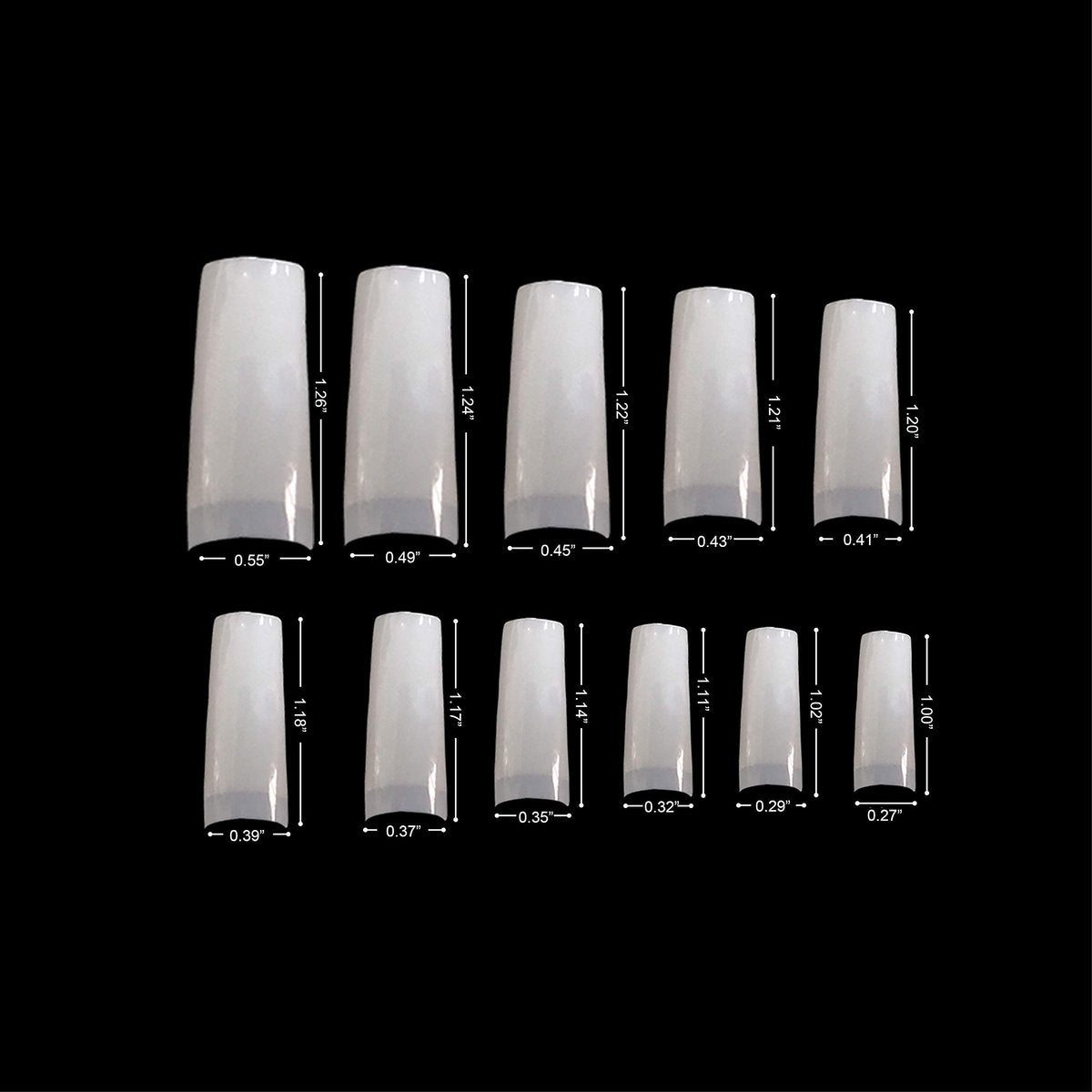 VIVACE Natural Half Moon 550 Acrylic False Gel Nail Tips - 11 Sizes with Clear Plastic Case for Salon & Home Use - görsel 8