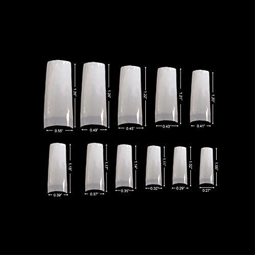 VIVACE Natural Half Moon 550 Acrylic False Gel Nail Tips - 11 Sizes with Clear Plastic Case for Salon & Home Use - görsel 9