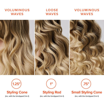Paul Mitchell Pro Tools Express Ion Unclipped 3-in-1 Ceramic Interchangeable Curling Wand – 3 Barrels for Versatile Hairstyles Avelisse