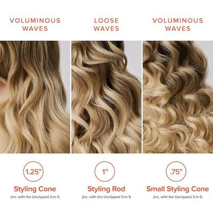 Paul Mitchell Pro Tools Express Ion Unclipped 3-in-1 Ceramic Interchangeable Curling Wand – 3 Barrels for Versatile Hairstyles Avelisse
