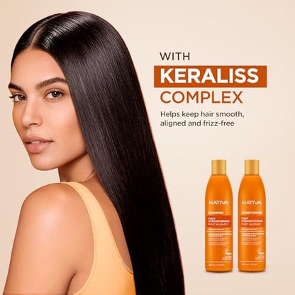 Kativa Post-Straightening Hair Care Kit – Salt-Free Shampoo & Conditioner with Vegetal Keratin & Hyaluronic Acid – Helps Prolong Straightening up to 18 Weeks – 7.6 Fl Oz Each Avelisse