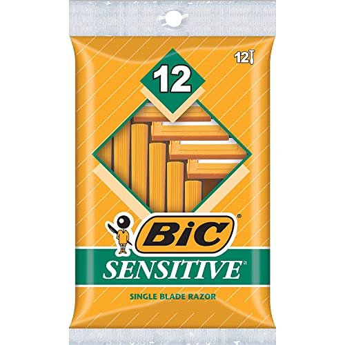 BIC Single Blade Sensitive Skin Shavers (Pack of 2, 12 Shavers Each) – 24 Total Razors Avelisse