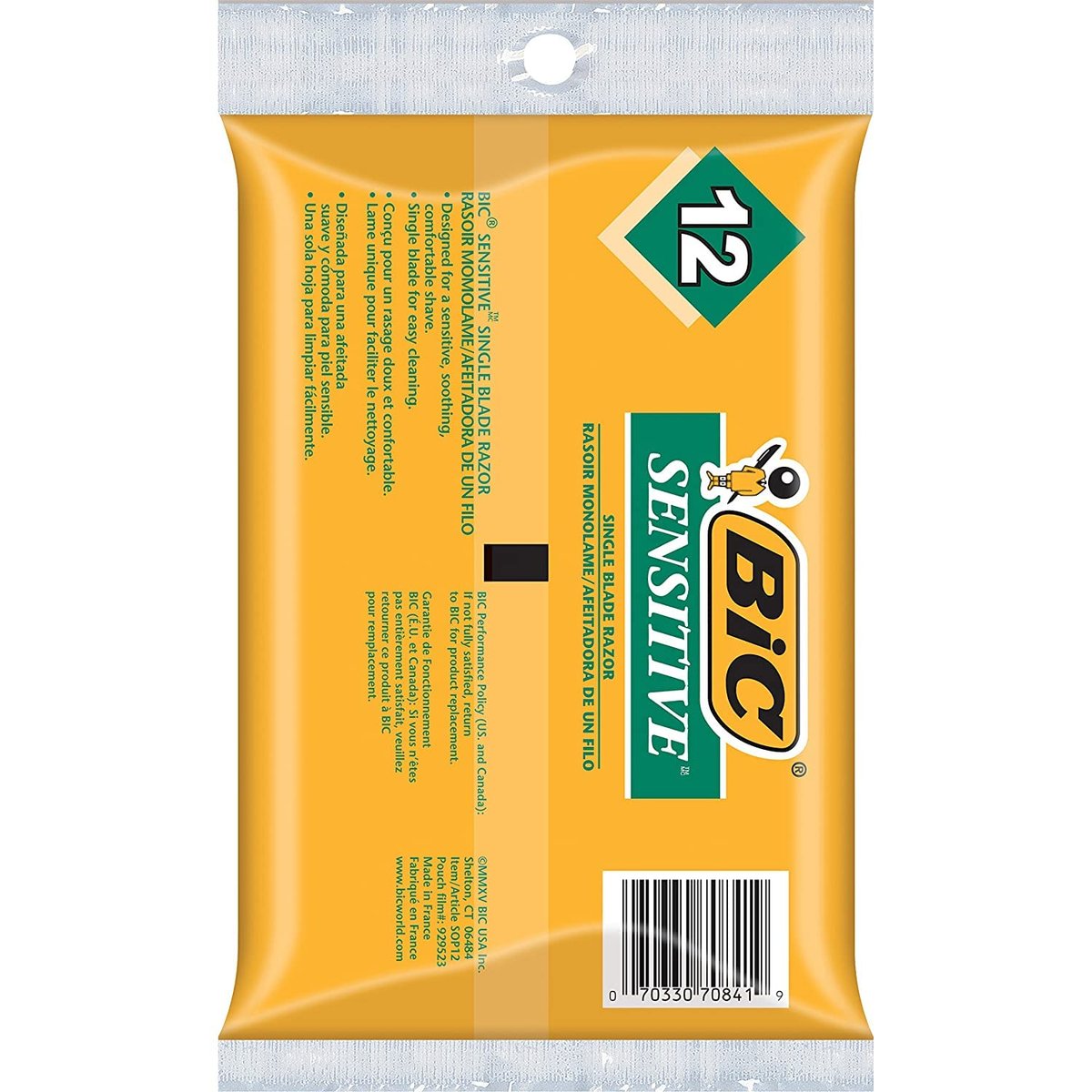 BIC Single Blade Sensitive Skin Shavers (Pack of 2, 12 Shavers Each) – 24 Total Razors Avelisse