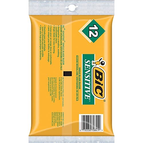 BIC Single Blade Sensitive Skin Shavers (Pack of 2, 12 Shavers Each) – 24 Total Razors Avelisse