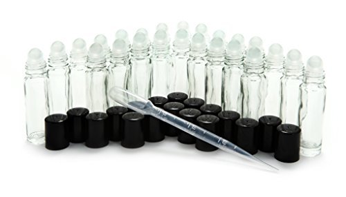 Vivaplex 24 Clear 10 ml Glass Roll on Perfume Bottles with 3 ml Dropper Avelisse