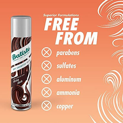 Batiste Dry Shampoo for Dark Hair - 3.81 oz (Pack of 2) | Refreshing No-Wash Hair Care Avelisse