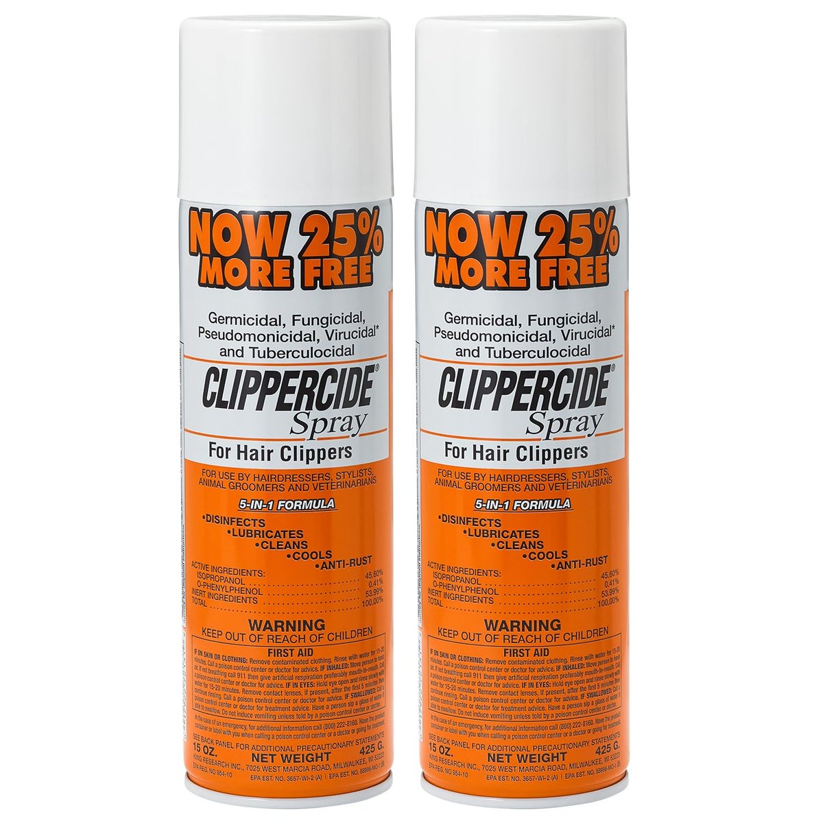 Clippercide Disinfectant Spray 15 oz (354ml) - 2 Pack for Professional & Home Use Avelisse