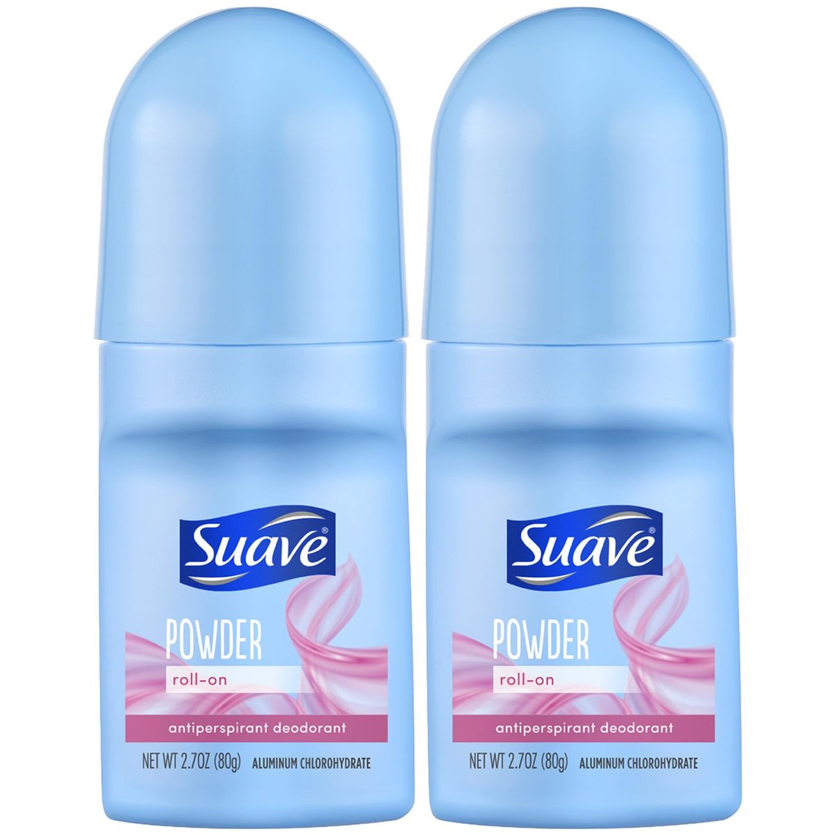 Suave Roll-On Deodorant for Women, Powder Fresh Scent, 2-Pack – Antiperspirant Deodorant with 24H Sweat & Odor Protection, 2.7 Oz Each Avelisse