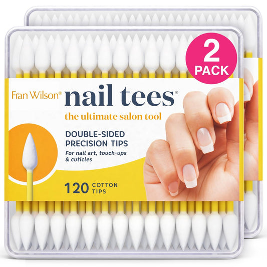 Fran Wilson Nail Tees Cotton Tips 120 Count (2 Pack) – Precision Nail Art Swabs for At-Home Manicure & Pedicure