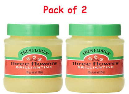 Three Flowers Brilliantine Solid 3.25 Ounce (96ml) (2 Pack) - Classic Hair Pomade Avelisse