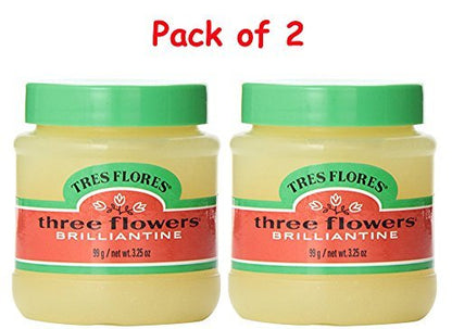 Three Flowers Brilliantine Solid 3.25 Ounce (96ml) (2 Pack) - Classic Hair Pomade Avelisse