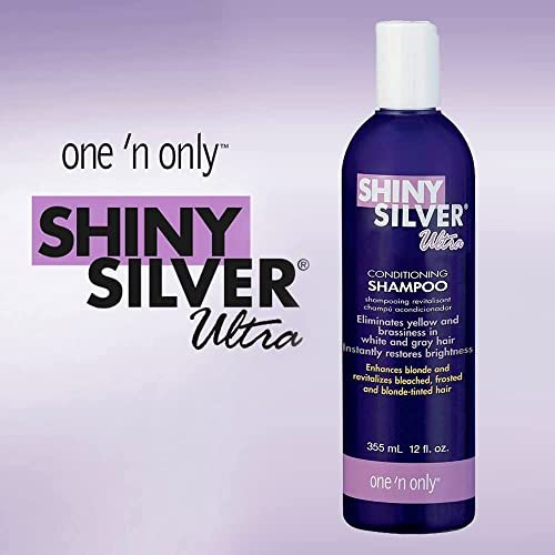Shiny Silver Shampoo Ultra Conditioning 12 Ounce (354ml) (2 Pack) - Silver-Toning Purple Shampoo for Blonde, Silver, and Gray Hair Avelisse