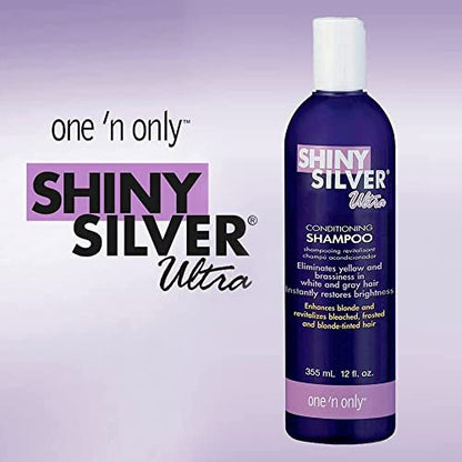 Shiny Silver Shampoo Ultra Conditioning 12 Ounce (354ml) (2 Pack) - Silver-Toning Purple Shampoo for Blonde, Silver, and Gray Hair Avelisse