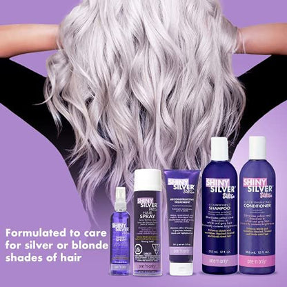 Shiny Silver Shampoo Ultra Conditioning 12 Ounce (354ml) (2 Pack) - Silver-Toning Purple Shampoo for Blonde, Silver, and Gray Hair Avelisse
