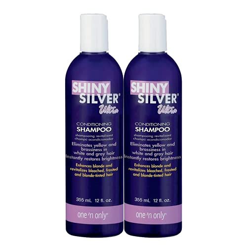 Shiny Silver Shampoo Ultra Conditioning 12 Ounce (354ml) (2 Pack) - Silver-Toning Purple Shampoo for Blonde, Silver, and Gray Hair Avelisse