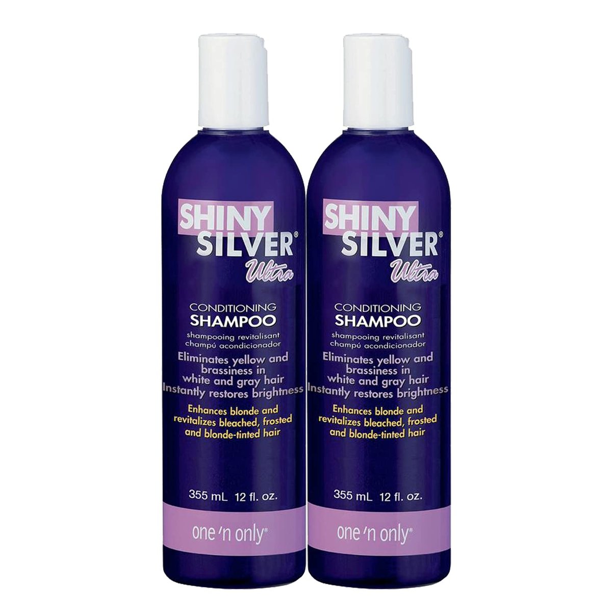 Shiny Silver Shampoo Ultra Conditioning 12 Ounce (354ml) (2 Pack) - Silver-Toning Purple Shampoo for Blonde, Silver, and Gray Hair Avelisse