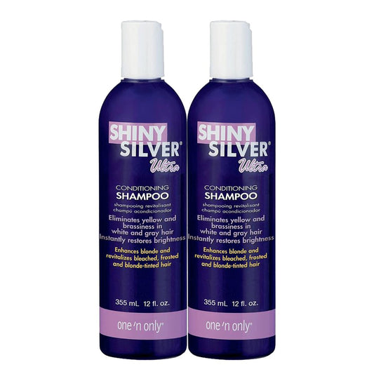 Shiny Silver Shampoo Ultra Conditioning 12 Ounce (354ml) (2 Pack) - Silver-Toning Purple Shampoo for Blonde, Silver, and Gray Hair Avelisse