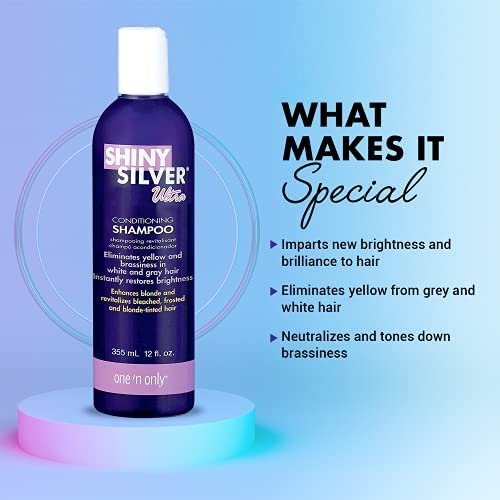Shiny Silver Shampoo Ultra Conditioning 12 Ounce (354ml) (2 Pack) - Silver-Toning Purple Shampoo for Blonde, Silver, and Gray Hair Avelisse