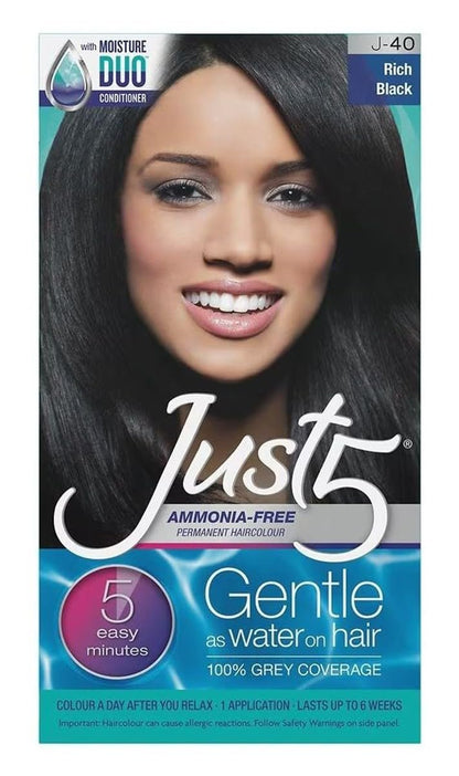 Just 1 Just 5 Color Rich Black J-40 Hair Color (2 Pack)