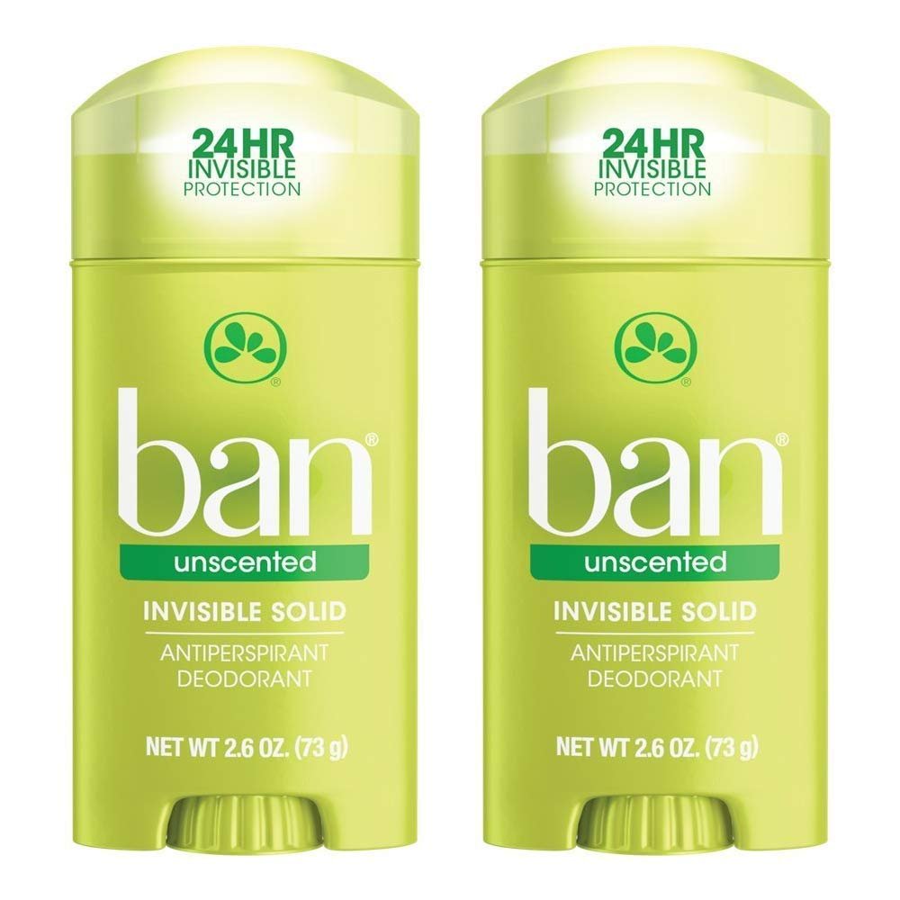 Ban Anti-Perspirant Deodorant Invisible Solid Unscented - 2.6 oz (Pack of 2) | Long-Lasting Odor & Wetness Protection - görsel 1