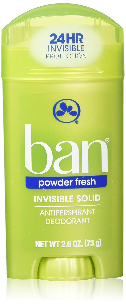Ban Deodorant Invisible Solid Powder Fresh 2.6 Ounce (Pack of 2) - Antiperspirant & Deodorant for Men & Women