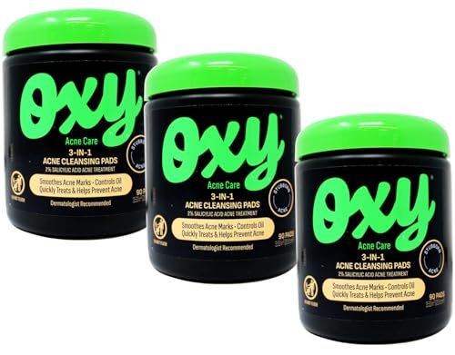 Oxy Maximum Action 3-in-1 Acne Medication Treatment Pads, 90 Count (Pack of 3) - Maximum Strength Salicylic Acid Pads for Face and Body - görsel 2