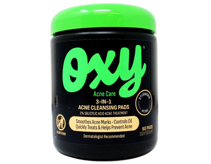 Oxy Maximum Action 3-in-1 Acne Medication Treatment Pads, 90 Count (Pack of 3) - Maximum Strength Salicylic Acid Pads for Face and Body