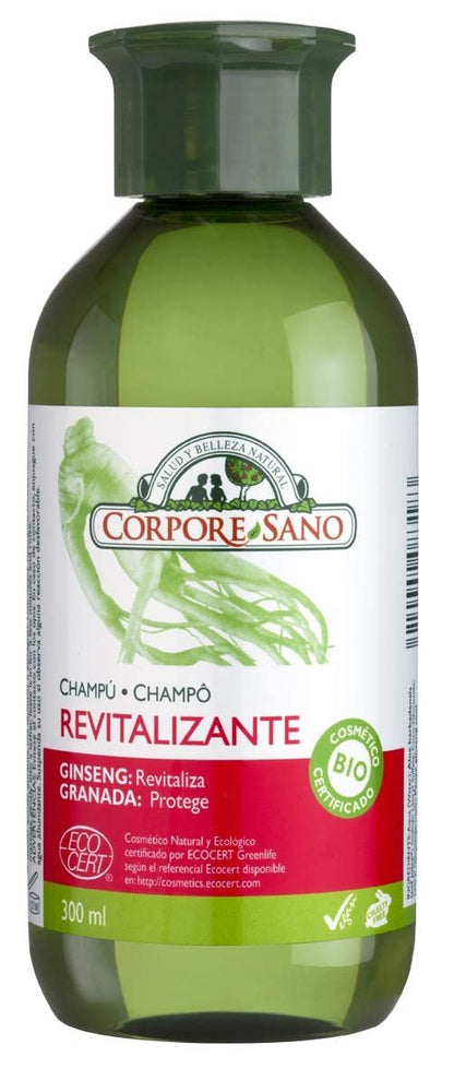 Corpore Sano Revitalizing Shampoo with Ginseng & Pomegranate - Certified Organic, No Parabens - 10.1 fl oz