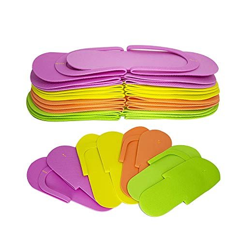 JOVANA 36 Pair Disposable Foam Pedicure Slippers - Multicolor Flip Flops for Salon & Spa Avelisse