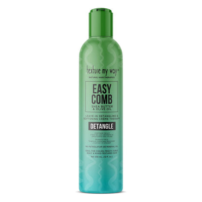 Texture My Way Easy Comb Leave-In Hair Detangler & Softening Crème Therapy - 12 oz for Coiled, Frizzy, Curly Hair