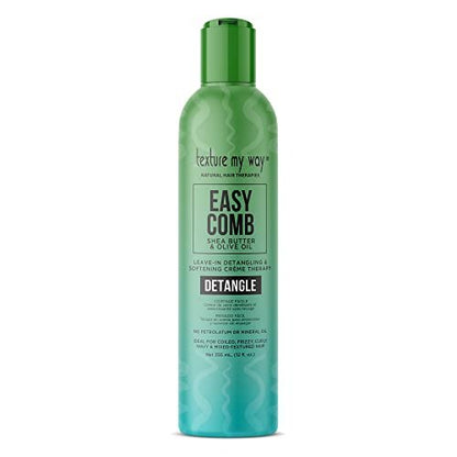 Texture My Way Easy Comb Leave-In Hair Detangler & Softening Crème Therapy - 12 oz for Coiled, Frizzy, Curly Hair