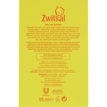 Zwitsal Baby Eau De Zwitsal Eau de Toilette – Gentle Fragrance for Children, 95 ml Avelisse