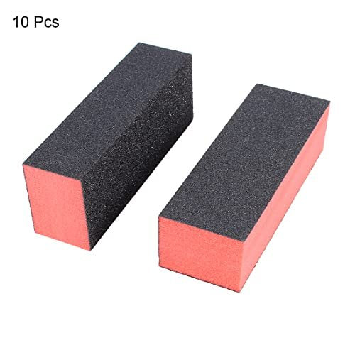 4-Way Nail Buffer and File Set - 10 Pcs Sponge Sanding Blocks for Manicure, Pedicure, and Salon Use (Black Red) - görsel 4